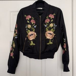 Horticulture Club Black Embroidered Bomber Jacket